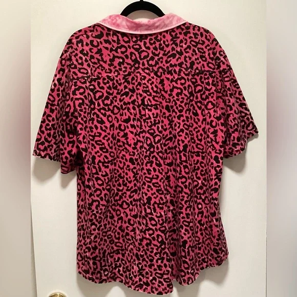BiBi Pink Leopard Print Button-Up Shirt - Picture 6 of 6